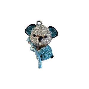 Koala Silver Tone Blue Rhinestone Charm Pendant